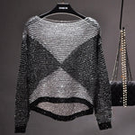 Sheer Sequin Blouse with Long Sleeves — view 2