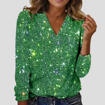Women's Long-Sleeve V-Neck Sequin Top — view 5