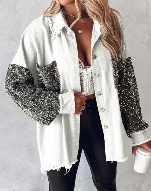 Women's Sequin Embellished Overshirt Jacket — view 4