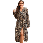 Long Hooded Fleece Dressing Gown with Side Pockets — view 1