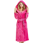 Long Hooded Fleece Dressing Gown with Side Pockets — view 3