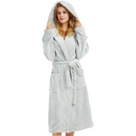 Long Hooded Fleece Dressing Gown with Side Pockets — view 4