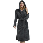 Long Hooded Fleece Dressing Gown with Side Pockets — view 8