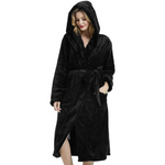 Long Hooded Fleece Dressing Gown with Side Pockets — view 9