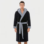 Men’s Hooded Kimono Dressing Gown with Contrast Trim — view 2