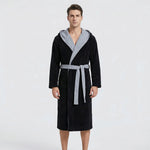 Men’s Hooded Kimono Dressing Gown with Contrast Trim — view 6