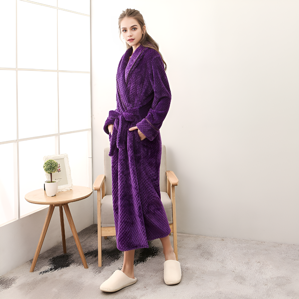 Plush Hooded Robe with Belt and Pockets — view 2