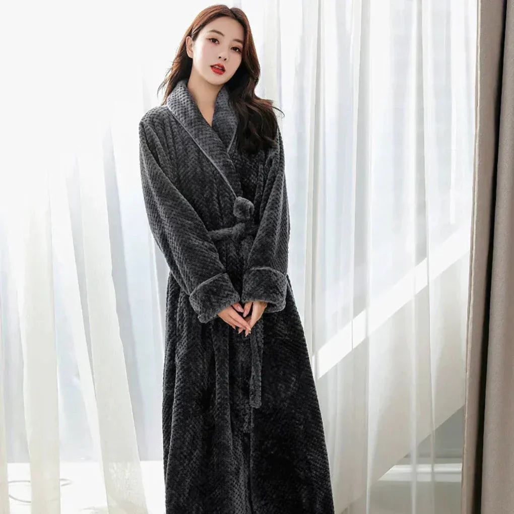 Plush Hooded Robe with Belt and Pockets — view 3