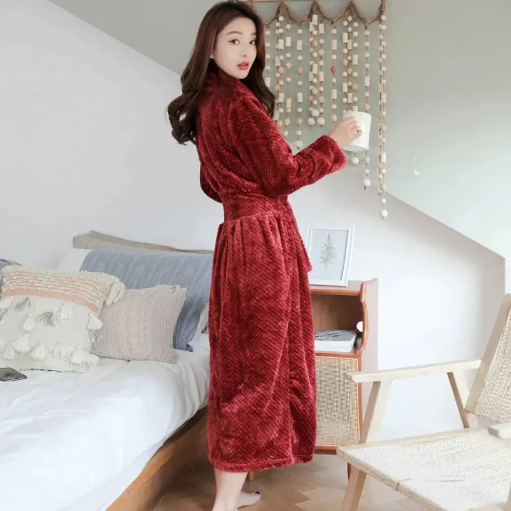 Plush Hooded Robe with Belt and Pockets — view 5