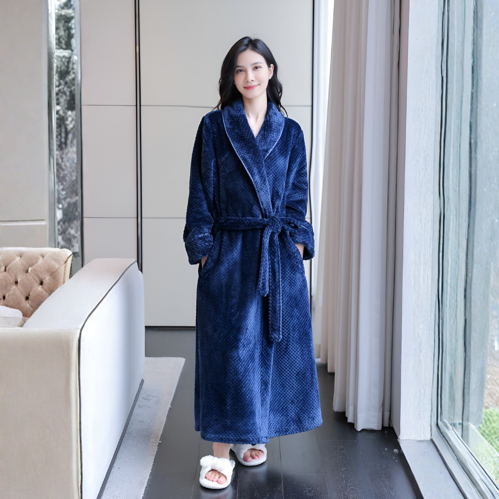 Plush Hooded Robe with Belt and Pockets — view 6