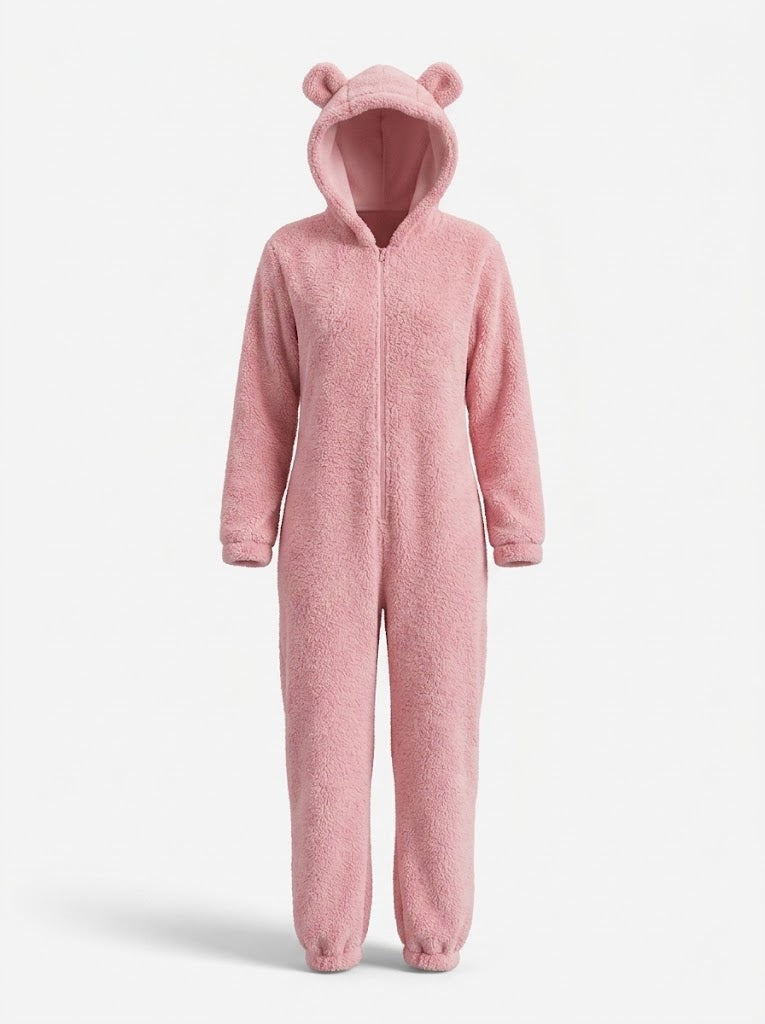 Women’s Hooded Fleece Onesie with Full-Length Zip — view 1