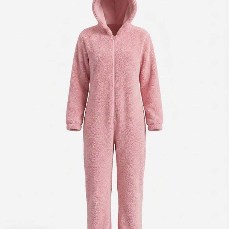 Women’s Hooded Fleece Onesie with Full-Length Zip — view 1