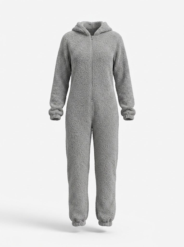 Women’s Hooded Fleece Onesie with Full-Length Zip — view 2