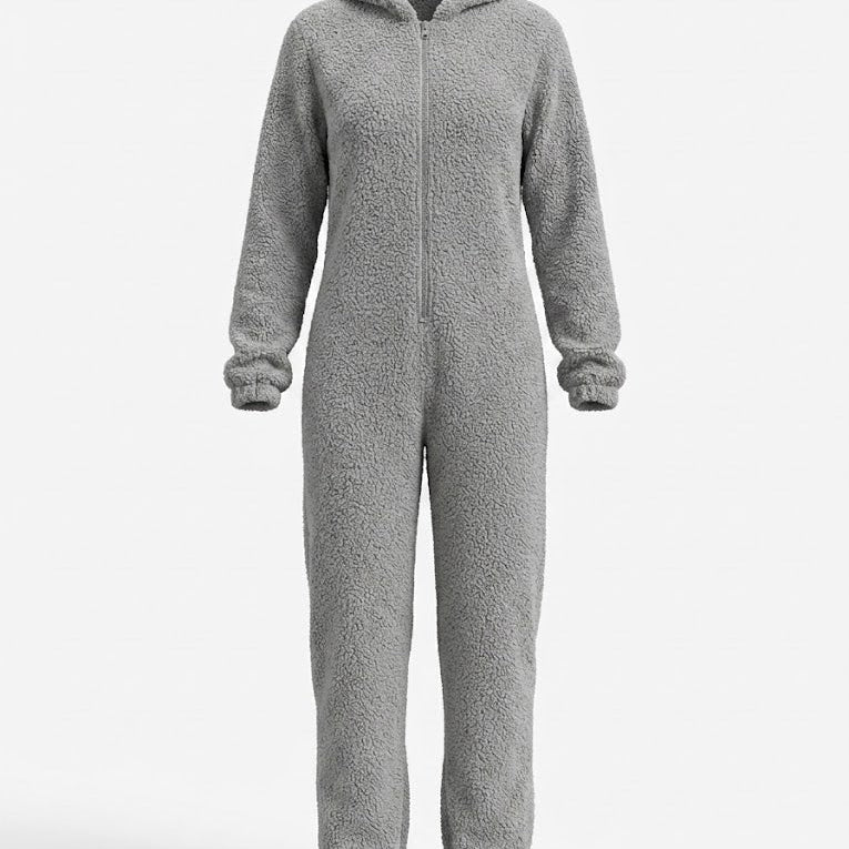 Women’s Hooded Fleece Onesie with Full-Length Zip — view 2