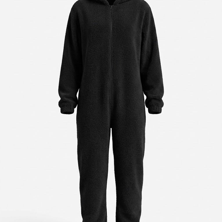 Women’s Hooded Fleece Onesie with Full-Length Zip — view 3