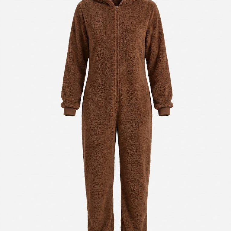 Women’s Hooded Fleece Onesie with Full-Length Zip — view 4