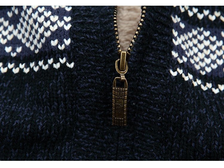 Men’s Nordic-Motif Zip-Front Fleece-Lined Cardigan — view 2