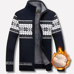 Men’s Nordic-Motif Zip-Front Fleece-Lined Cardigan — view 3