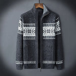 Men’s Nordic-Motif Zip-Front Fleece-Lined Cardigan — view 5