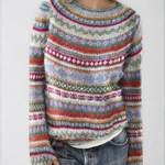 Women’s Fair Isle Pattern Crew-Neck Knitted Sweater — view 2