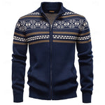 Fair Isle Zip-Up Cardigan with Stand Collar — view 1
