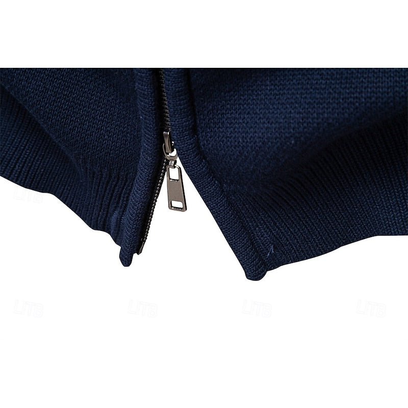 Fair Isle Zip-Up Cardigan with Stand Collar — view 5