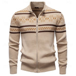 Fair Isle Zip-Up Cardigan with Stand Collar — view 9