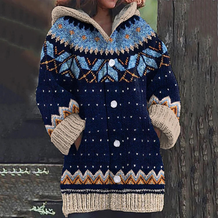 Women’s Fair Isle Hooded Longline Cardigan — view 2