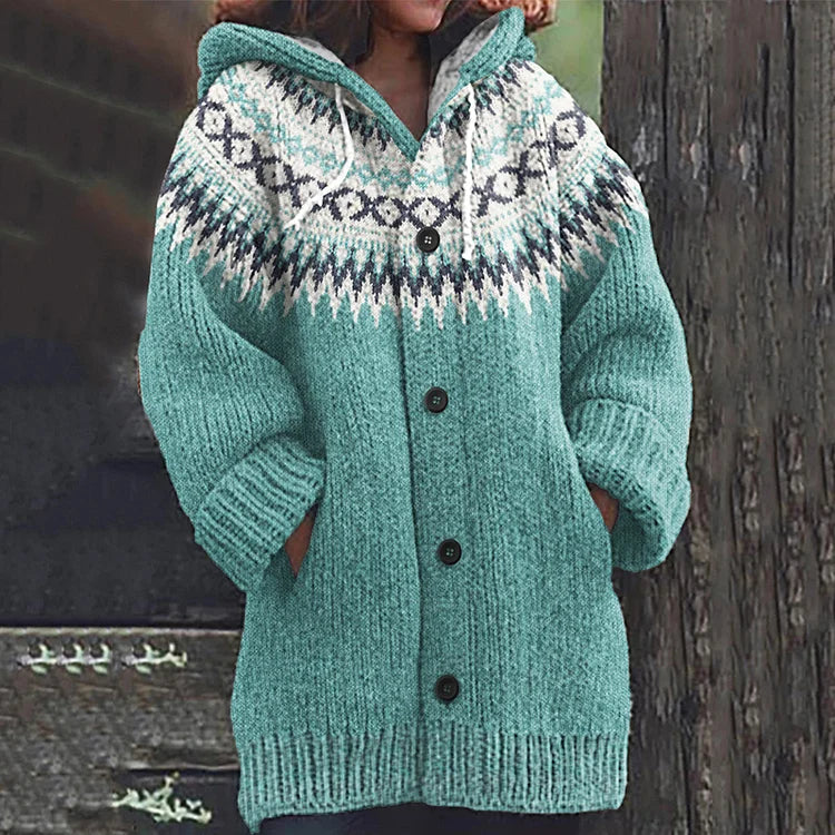 Women’s Fair Isle Hooded Longline Cardigan — view 3
