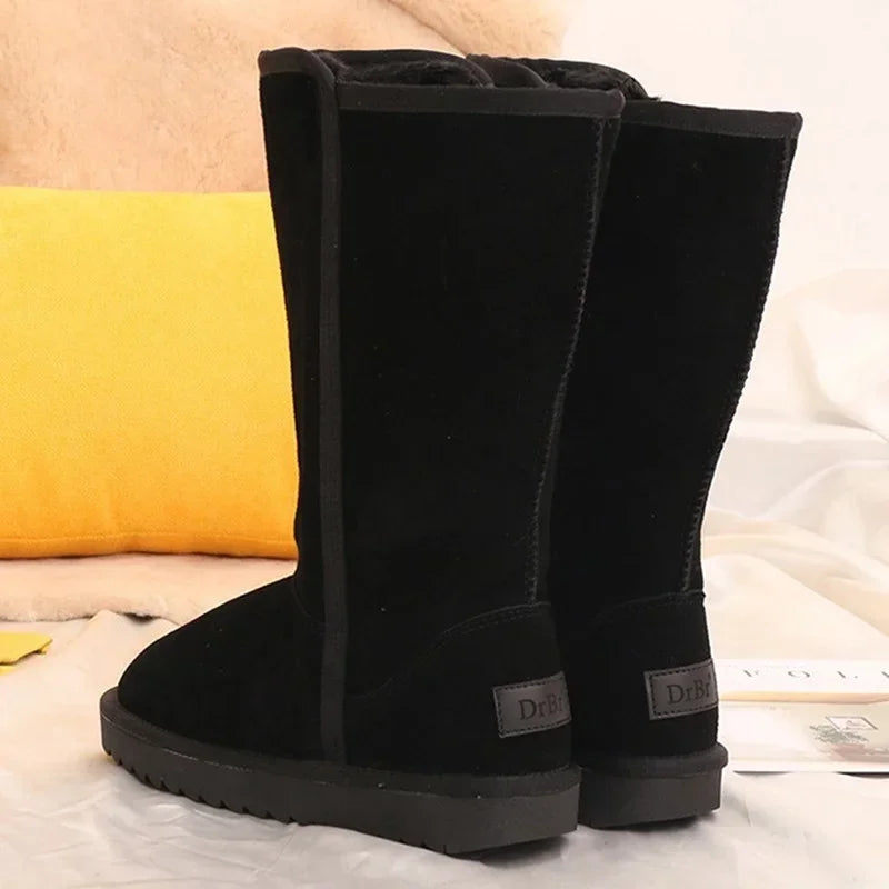 Women’s Knee-High Leather Snow Boots with Fur Lining — view 4
