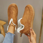 Faux Fur-Lined Slip-On Ankle Boots with Moccasin Stitching — view 5