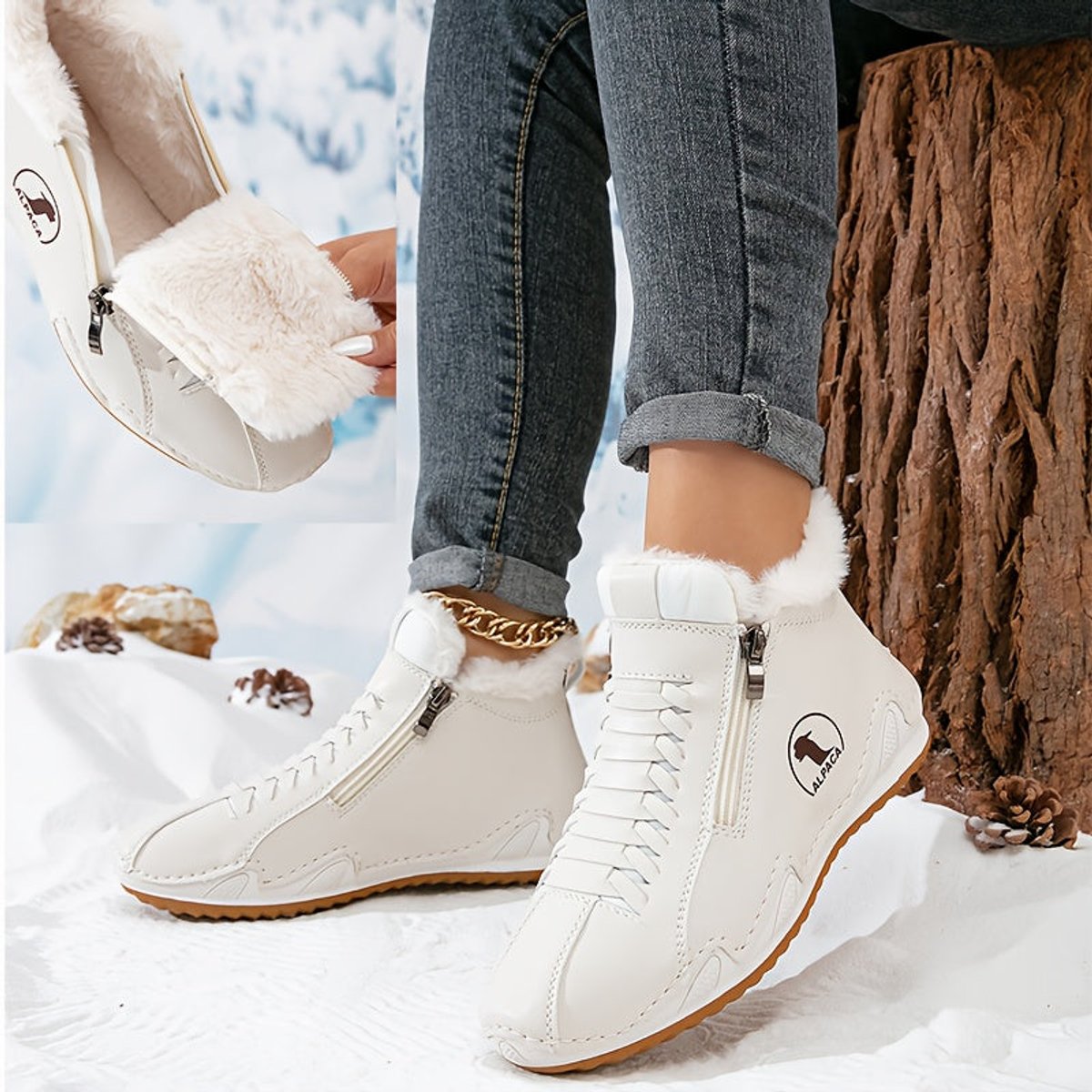 Women’s Faux-Fur-Lined Zip-Up Ankle Boots — view 1