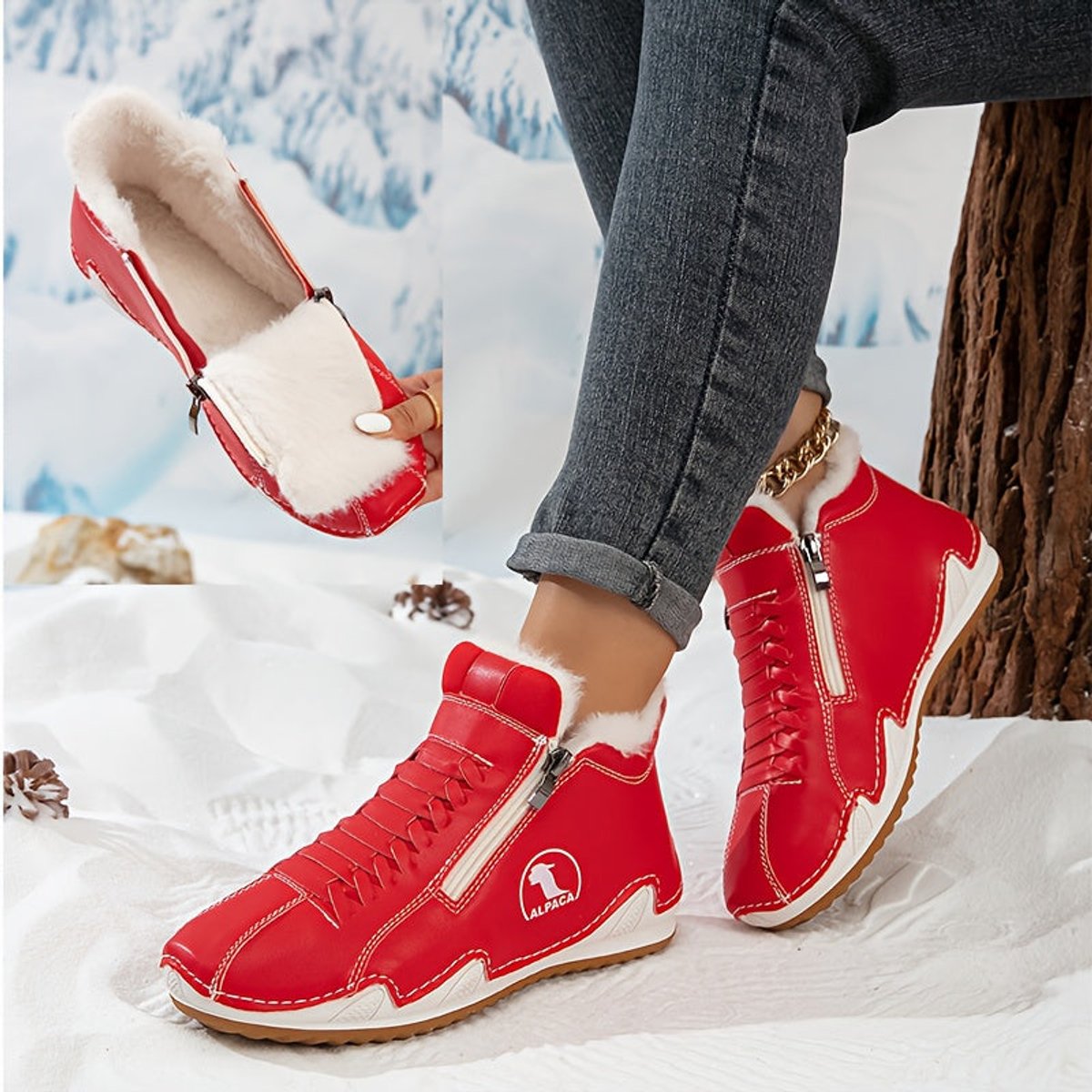 Women’s Faux-Fur-Lined Zip-Up Ankle Boots — view 9