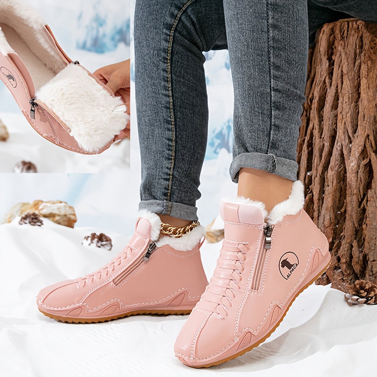 Women’s Faux-Fur-Lined Zip-Up Ankle Boots — view 10