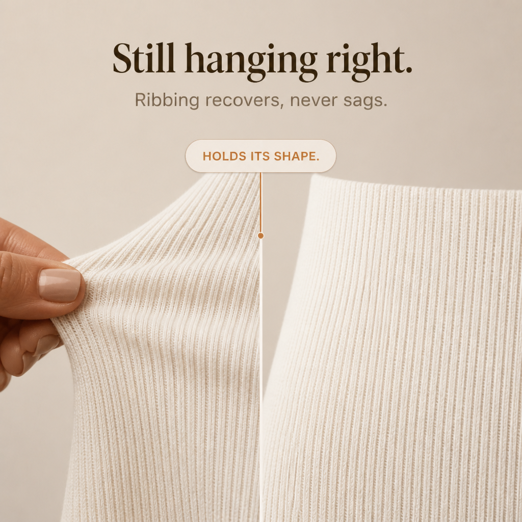 Long-Sleeved Cowl-Neck Ribbed Knit Dress — view 7