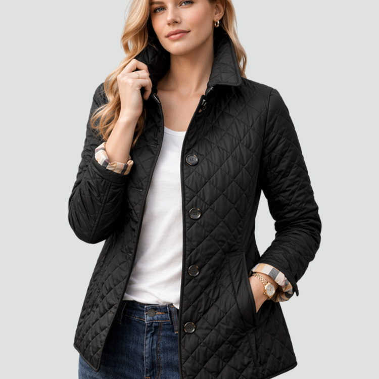 Women’s Diamond-Quilted Button-Front Jacket — view 1