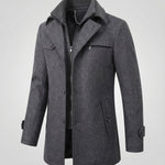 Men’s Textured Thigh-Length Coat with Layered Collar — view 1
