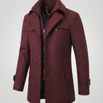 Men’s Textured Thigh-Length Coat with Layered Collar — view 3