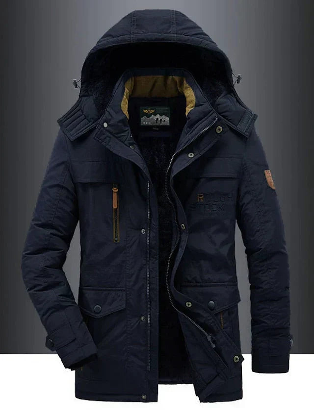 Men’s Military-Style Parka with Fur-Lined Hood — view 2