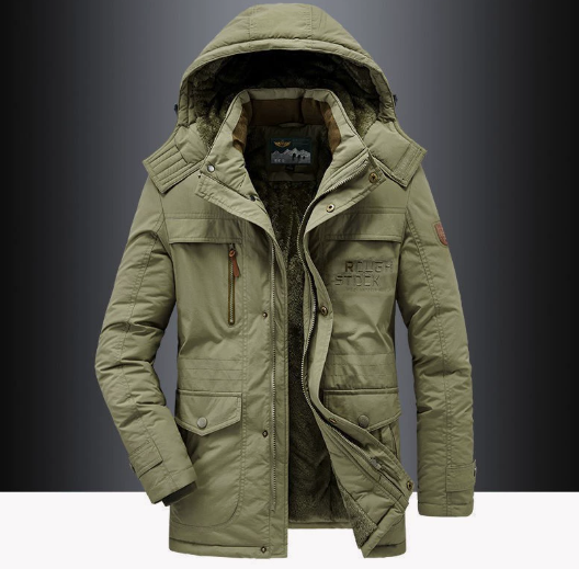 Men’s Military-Style Parka with Fur-Lined Hood — view 3