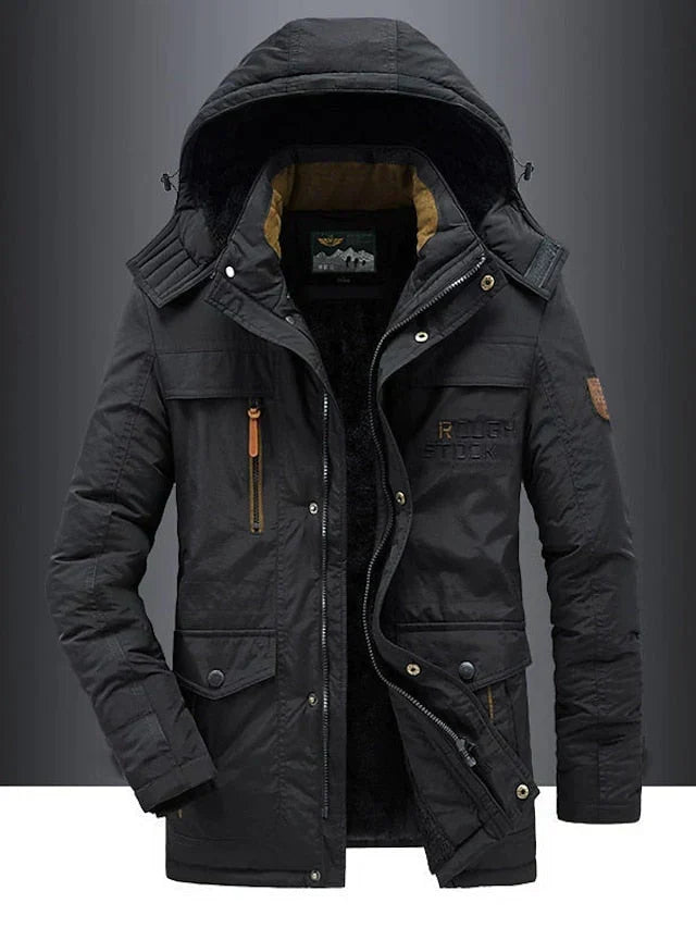 Men’s Military-Style Parka with Fur-Lined Hood — view 4
