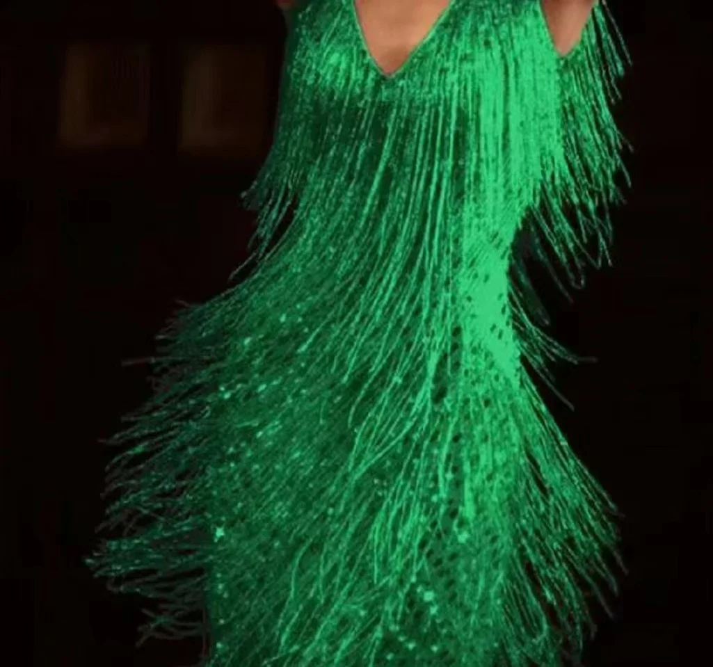 Sequin Fringe Mini Dress with V-Neck — view 4