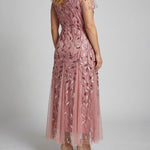 Pink Sequin Tulle Maxi Dress with Sheer Short Sleeves — view 3