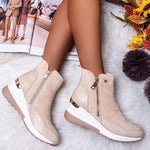 Women’s Fleece-Lined Wedge Ankle Boots with Side Zip — view 2