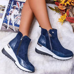Women’s Fleece-Lined Wedge Ankle Boots with Side Zip — view 4