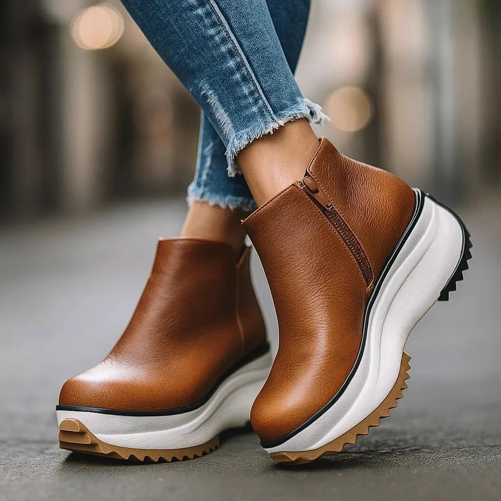 Women’s Leather-Look Platform Wedge Ankle Boots — view 1