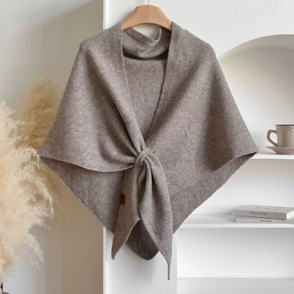 Knitted Triangle Shawl Cape — view 1