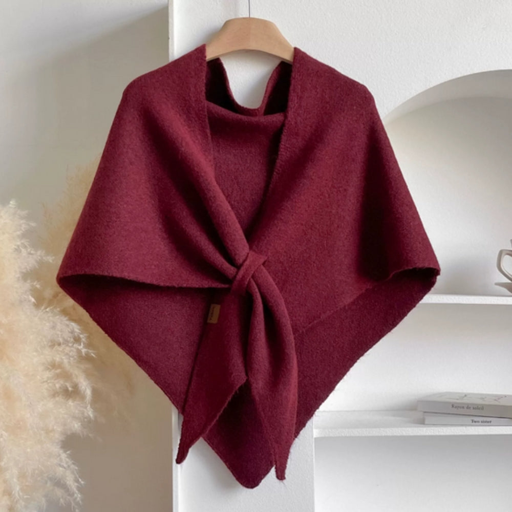 Knitted Triangle Shawl Cape — view 3