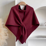Knitted Triangle Shawl Cape — view 3