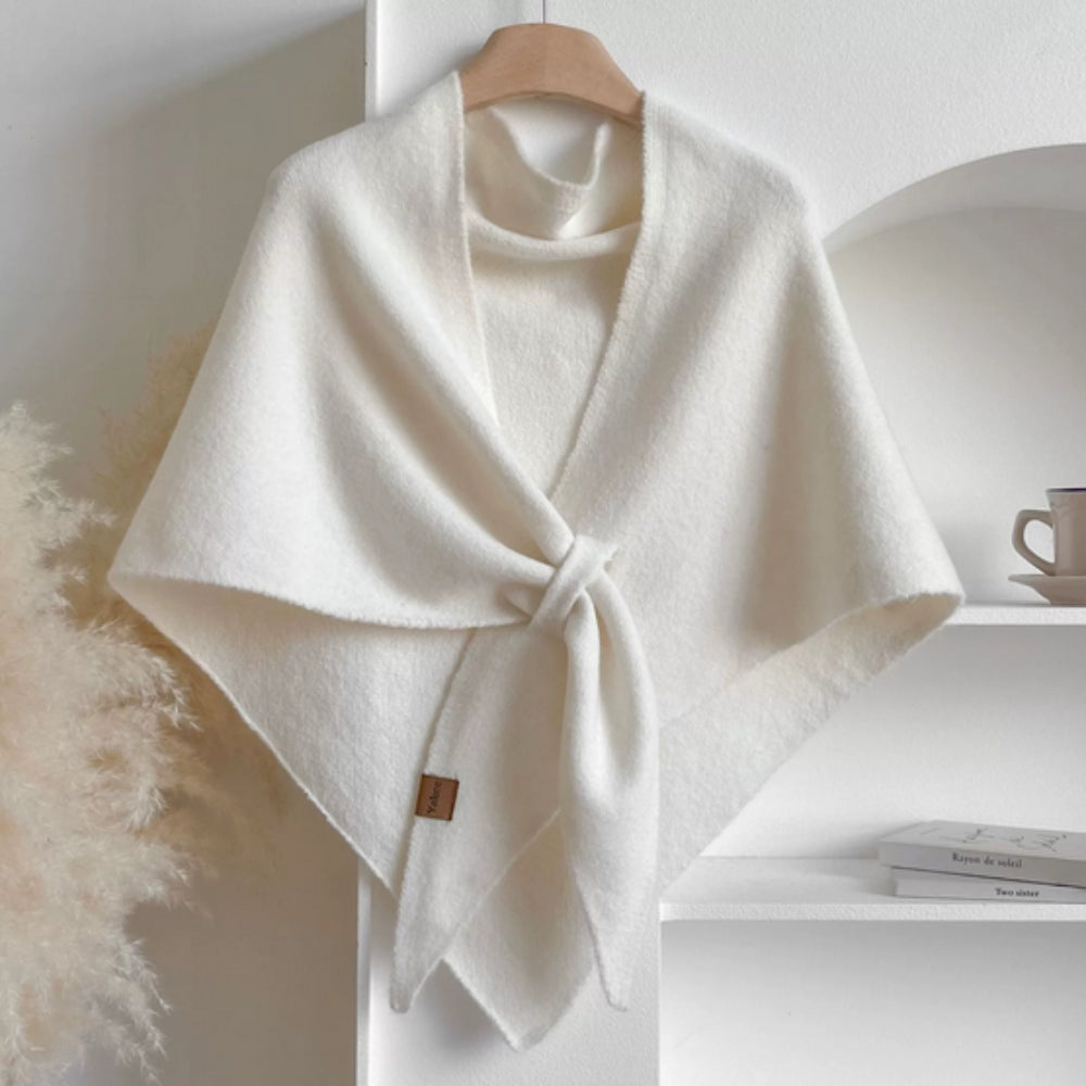 Knitted Triangle Shawl Cape — view 4